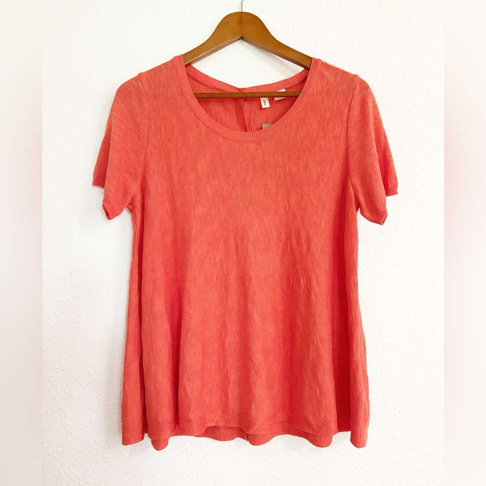 MOTH Anthropologie NWT Tangerine Slub Knit Button-Up Top Size M